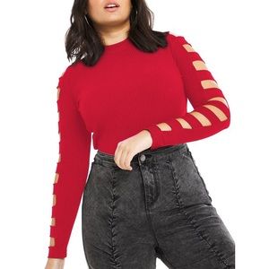 Simply be womens plus size cut and sew ladder sleeve pullover sweater size 28